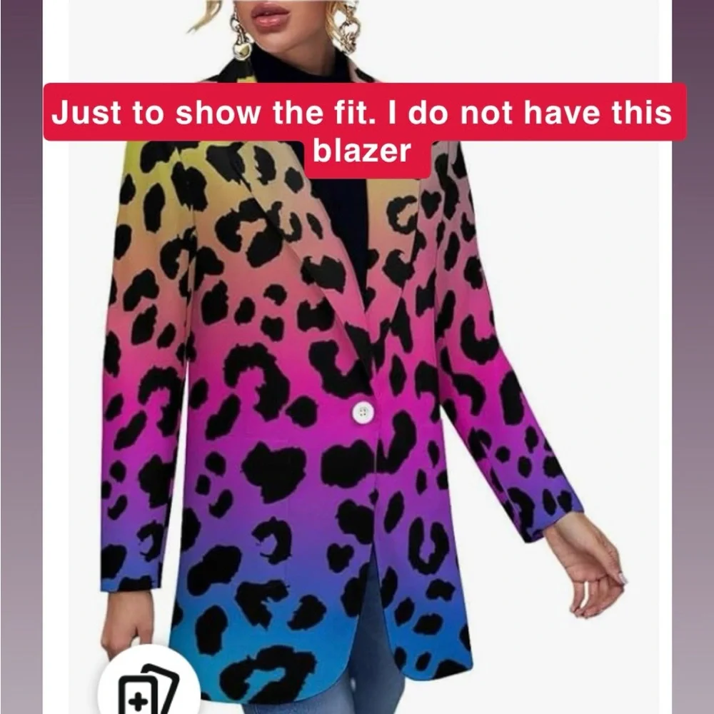 Stylish Leopard Print Women's Long Blazer - Picture 6 of 6